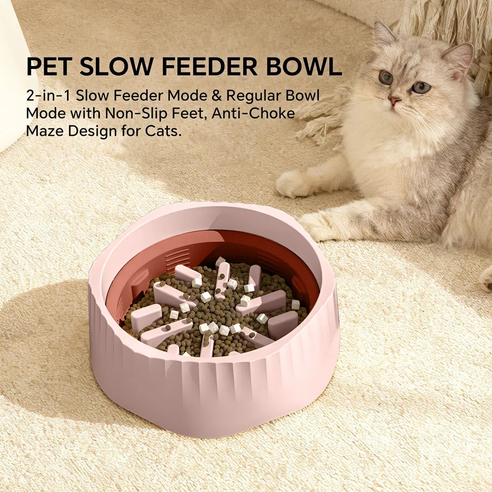 2-in-1 Slow Feeder Dog Bowl Pink