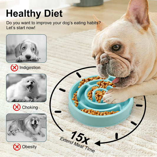 Slow Feeder Dog Bowl — Anti-Bloat Maze Design, Non-Slip, Fits Small to Large Dogs