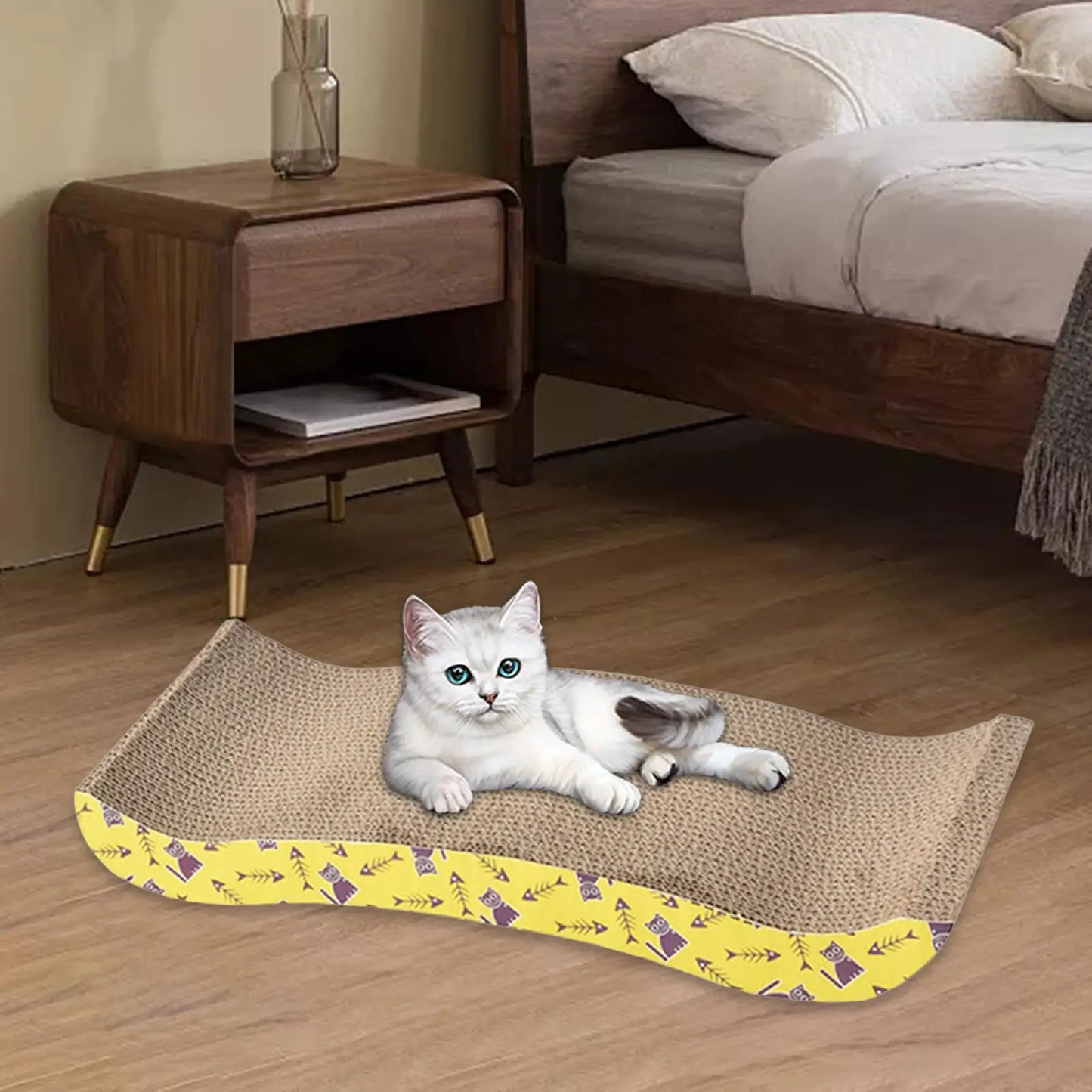 Cat Scratcher Lounge Pad — Reversible Cardboard, Catnip Included