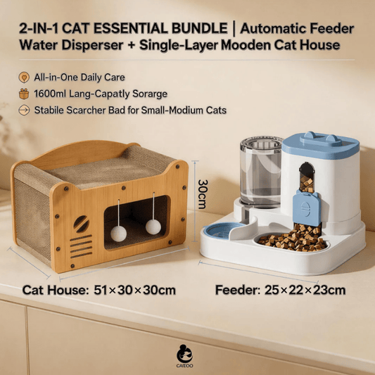 Multi-Level Wooden Cat Scratcher House Combo
