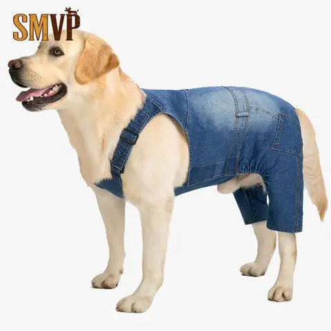 Adjustable Denim Dog Overalls for French Bulldog Dachshund Corgi S-3XL
