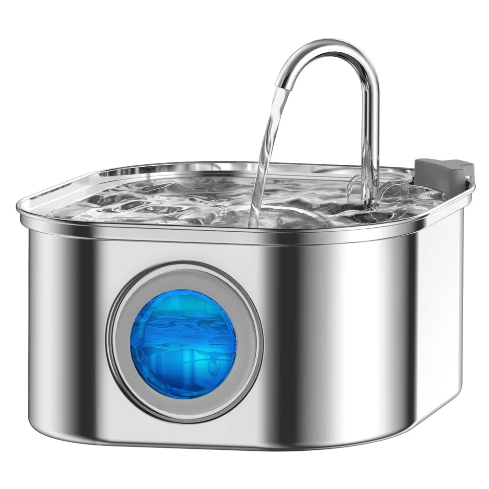 Stainless Steel Pet Water Fountain — 3.2L Auto Filter, Ultra Quiet