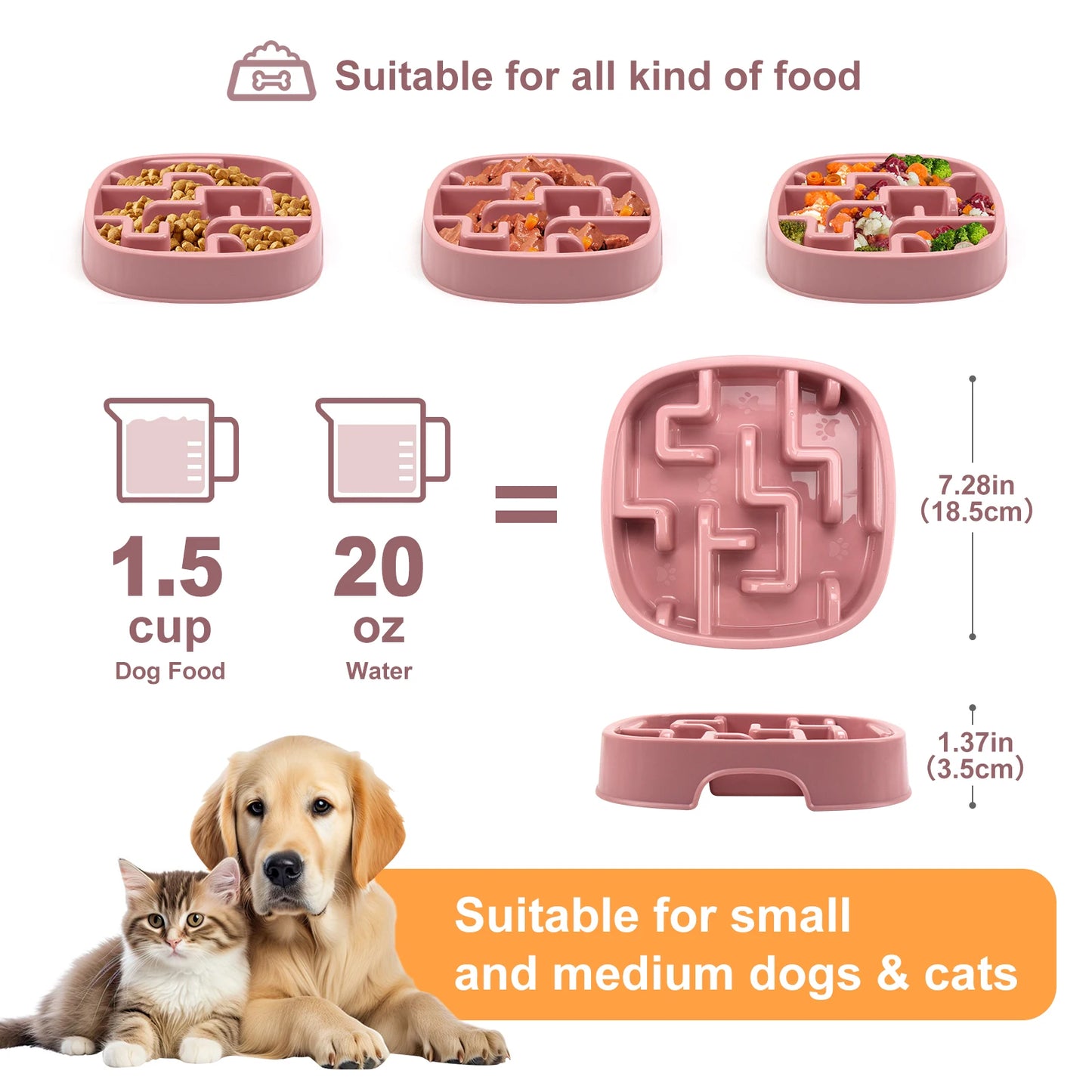 Slow Feeder Dog Bowl — Anti-Bloat Maze Design, Non-Slip, All Sizes