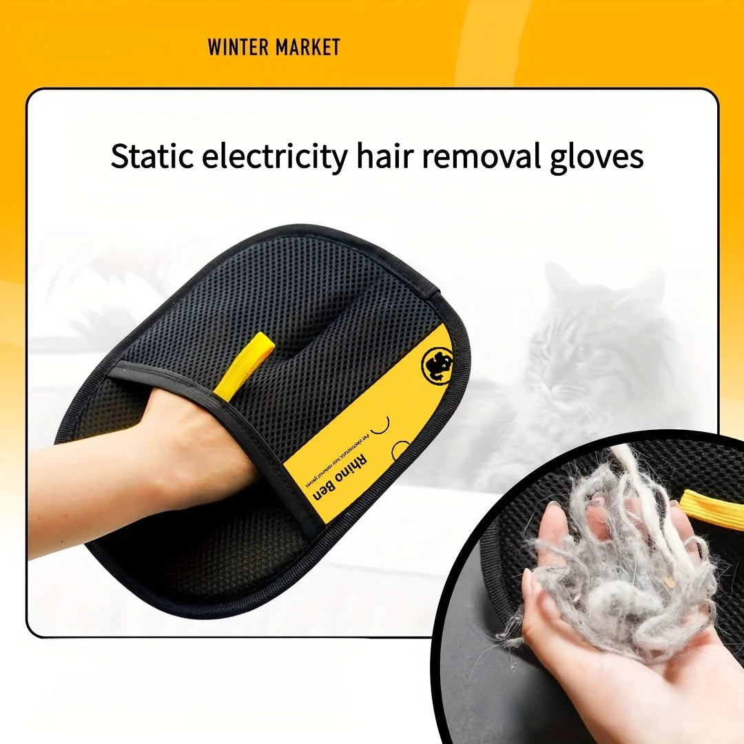 Pet Grooming Deshedding Glove — 2-Piece Set for Dogs & Cats