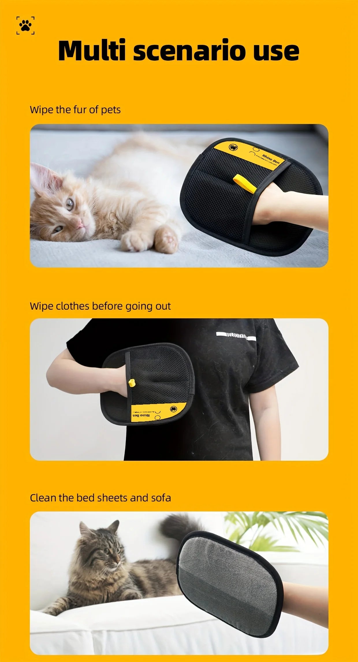 Pet Grooming Deshedding Glove — 2-Piece Set for Dogs & Cats