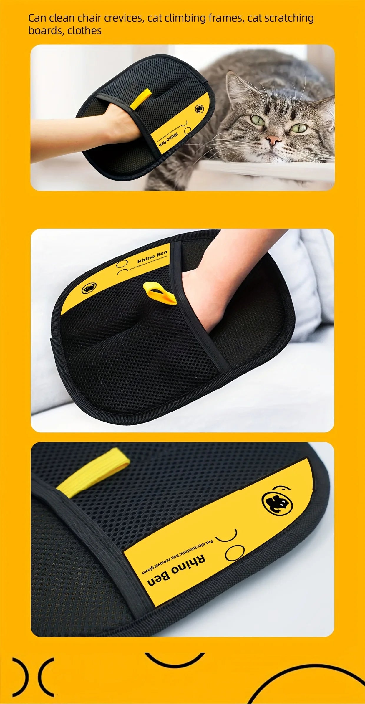 Pet Grooming Deshedding Glove — 2-Piece Set for Dogs & Cats