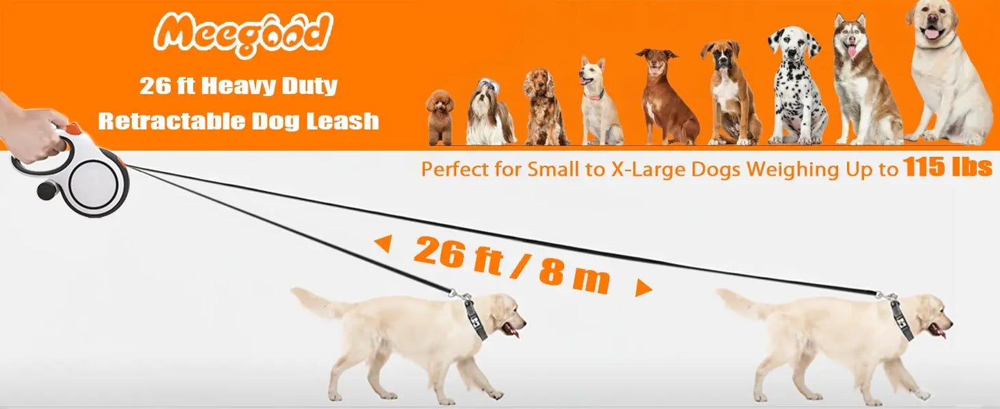 Retractable Dog Leash — Heavy Duty 5m/8m, Fits Small to Large Dogs (Up to 50kg)
