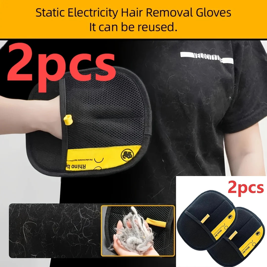 Pet Grooming Deshedding Glove — 2-Piece Set for Dogs & Cats