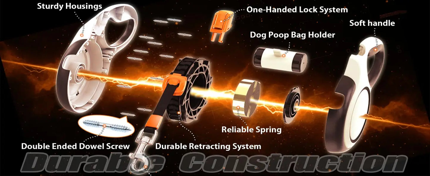 Retractable Dog Leash — Heavy Duty 5m/8m, Fits Small to Large Dogs (Up to 50kg)