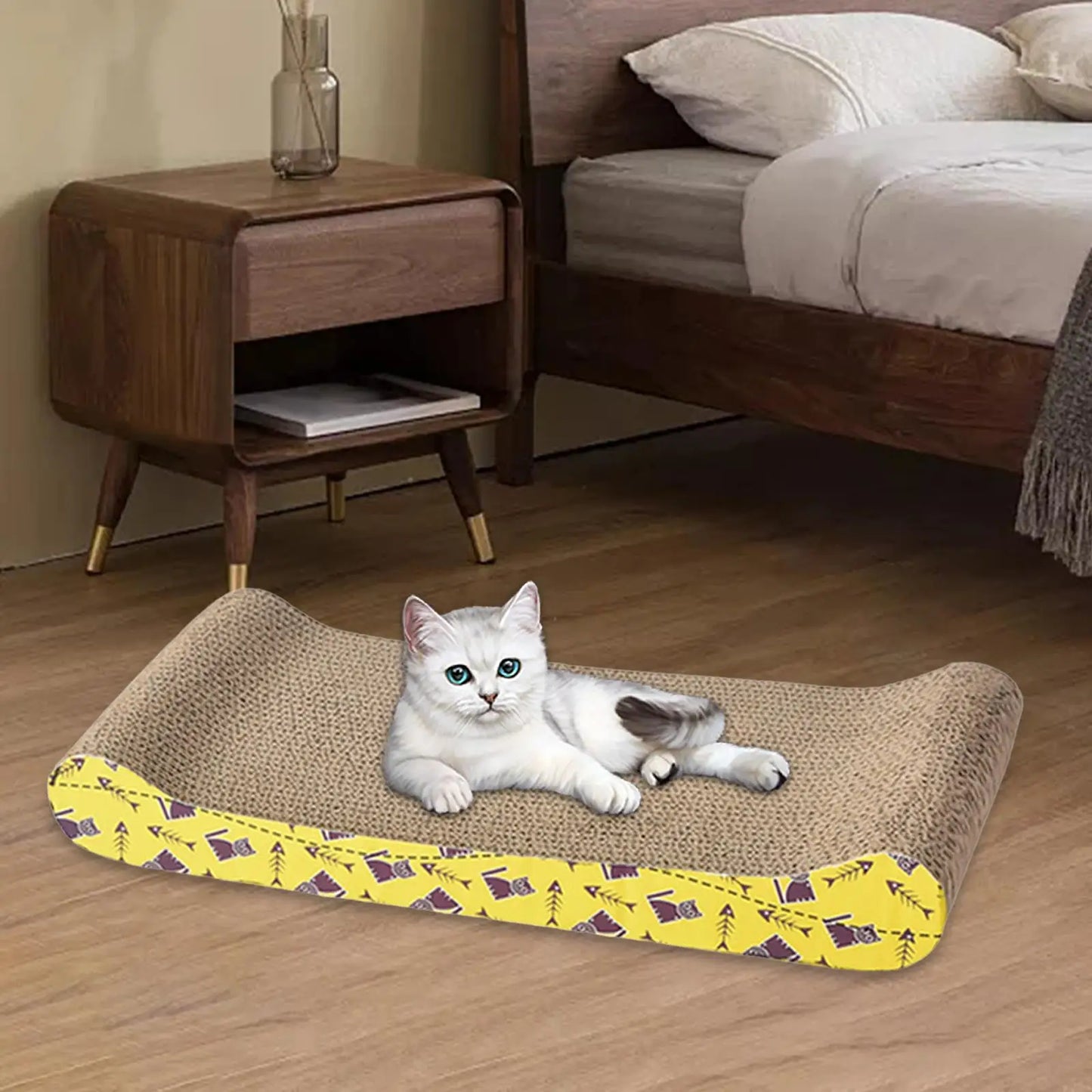 Cat Scratcher Lounge Pad — Reversible Cardboard, Catnip Included