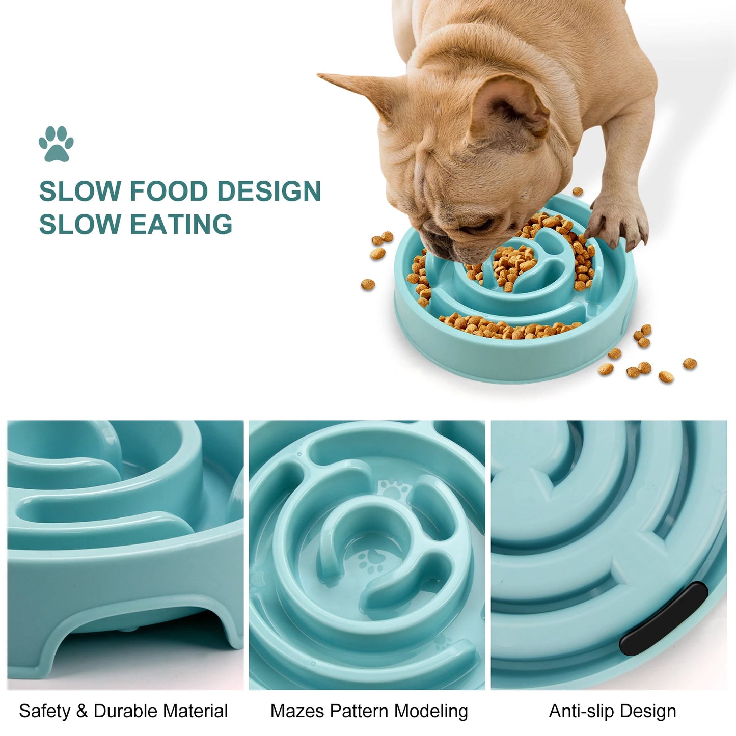 Slow Feeder Dog Bowl — Anti-Bloat Maze Design, Non-Slip, All Sizes