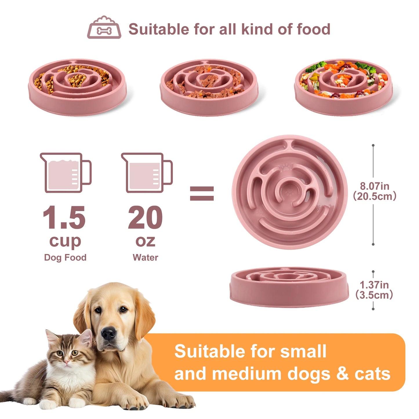 Slow Feeder Dog Bowl — Anti-Bloat Maze Design, Non-Slip, All Sizes
