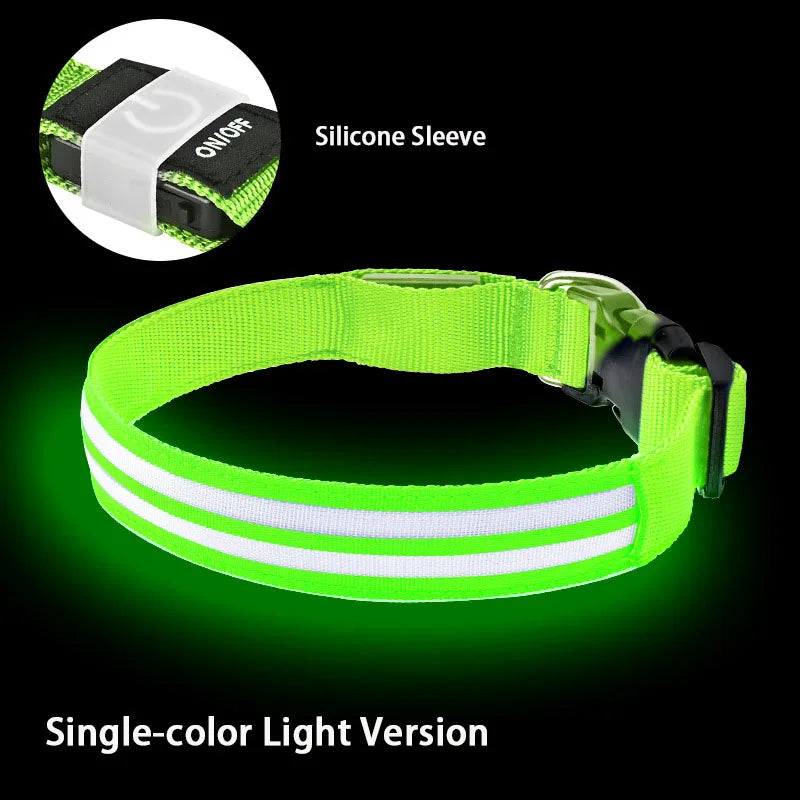 LED Safety Dog Collar — USB Rechargeable Glowing Night Walk Collar