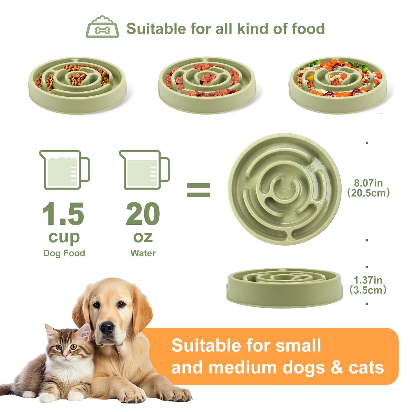 Slow Feeder Dog Bowl — Anti-Bloat Maze Design, Non-Slip, All Sizes
