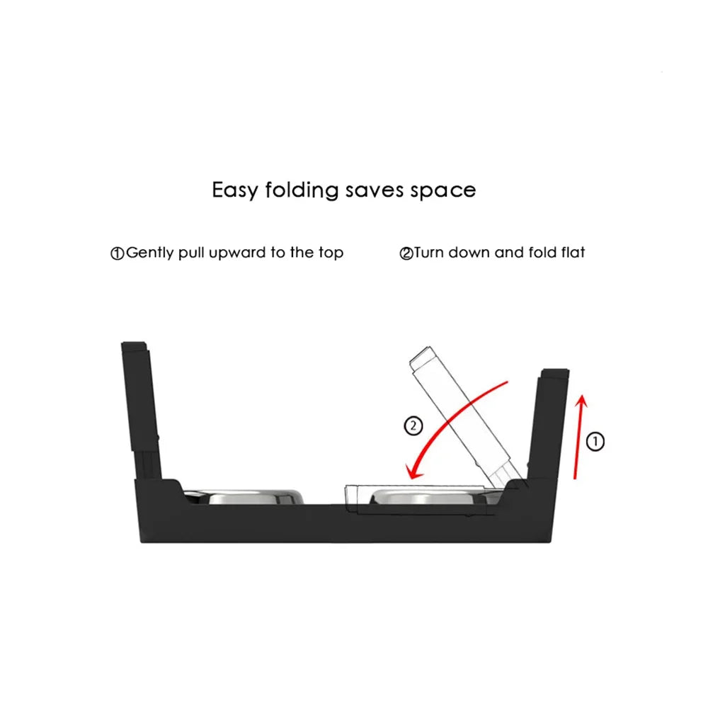 Elevated Dog Feeding Bowl Stand — Adjustable Height, Double Stainless Steel Bowls