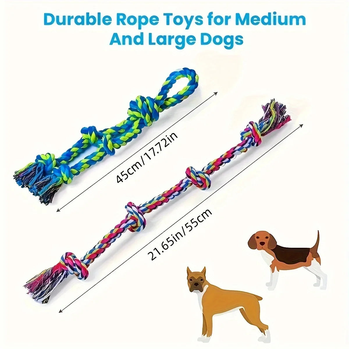 Indestructible Dog Rope Chew Toy — Heavy Duty Knot Tug Toy, Medium & Large Dogs