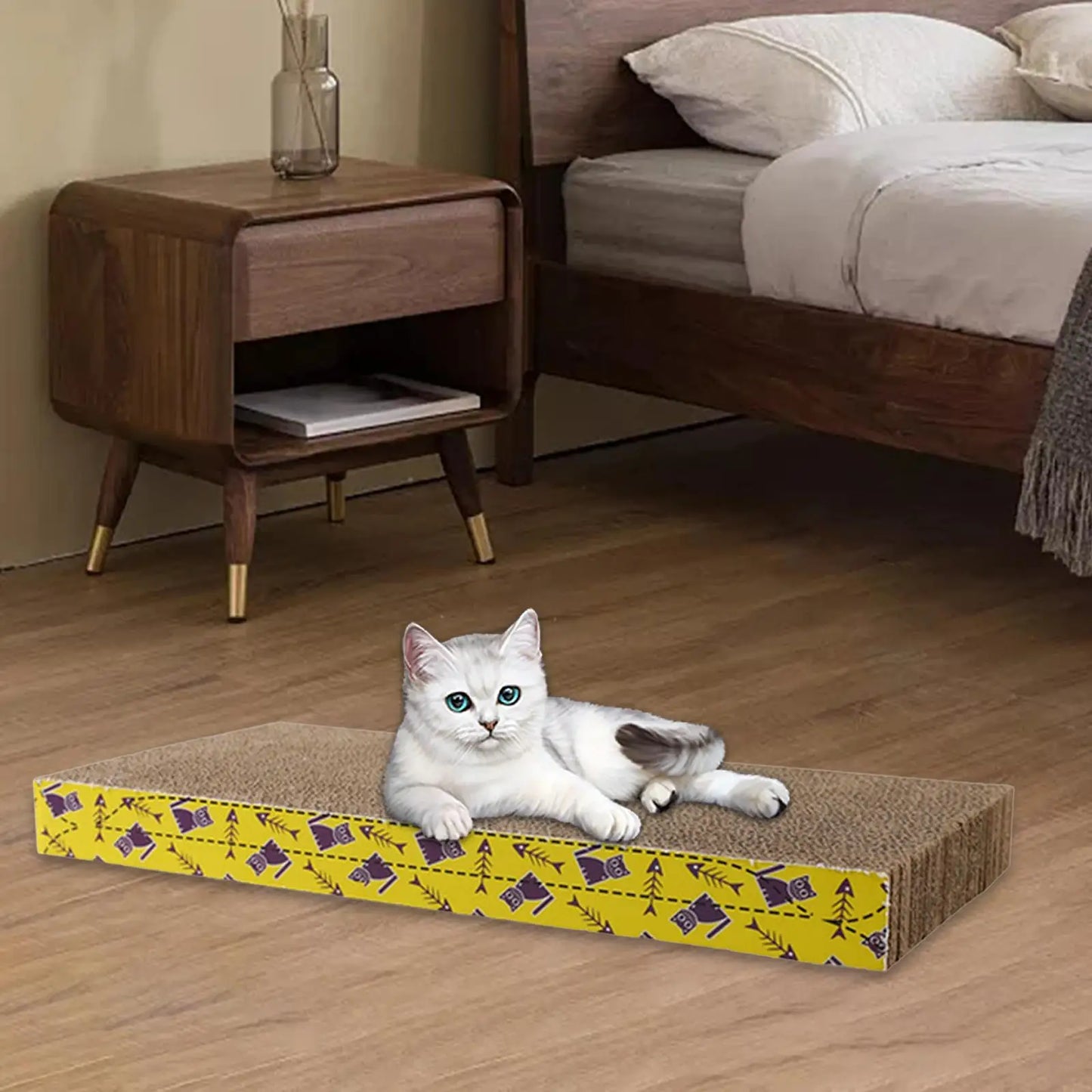 Cat Scratcher Lounge Pad — Reversible Cardboard, Catnip Included