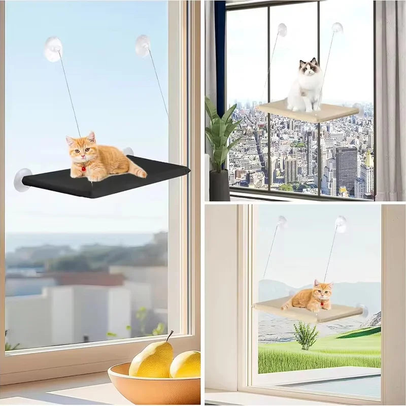 Cat Window Perch Hammock — Suction Cup Mount, Space Saving, All Seasons