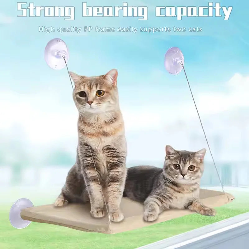 Cat Window Perch Hammock — Suction Cup Mount, Space Saving, All Seasons