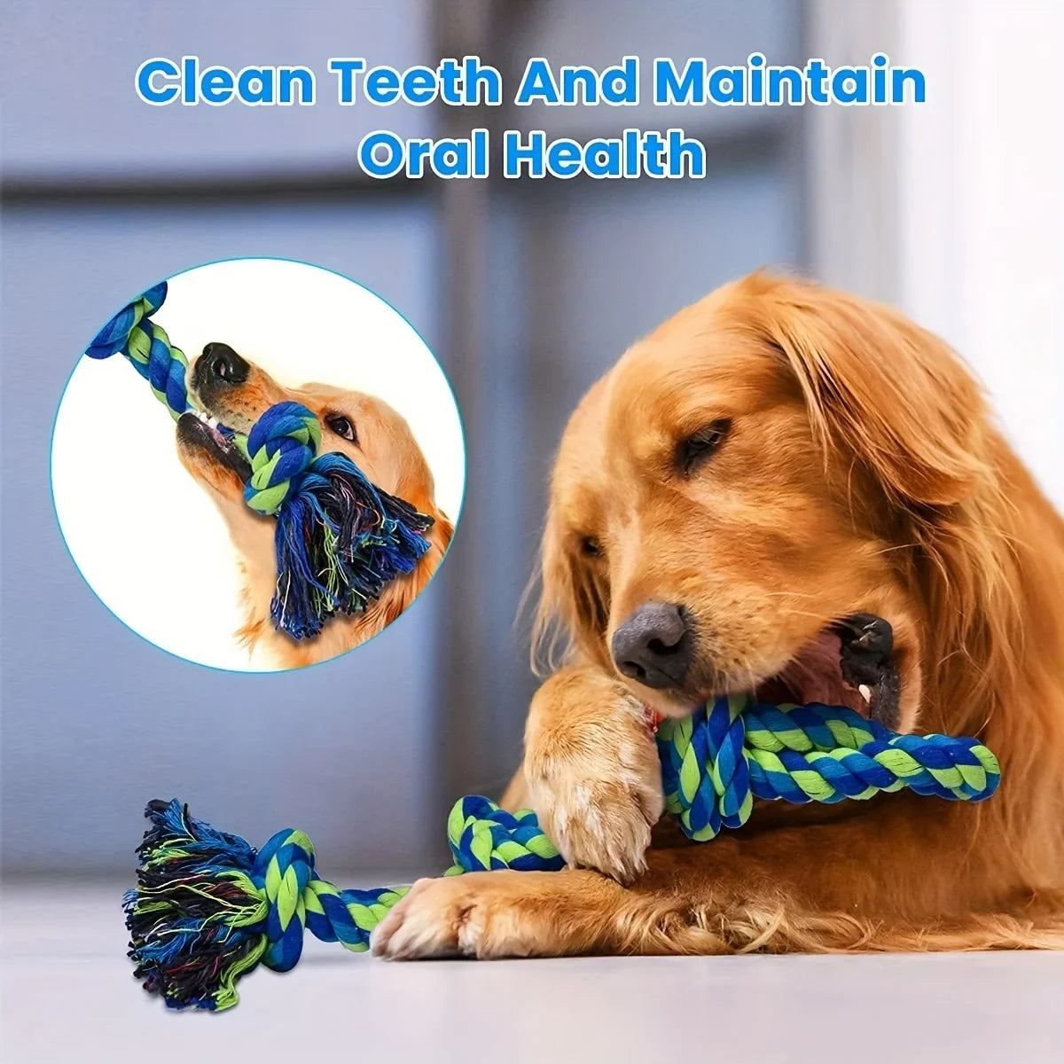 Indestructible Dog Rope Chew Toy — Heavy Duty Knot Tug Toy, Medium & Large Dogs