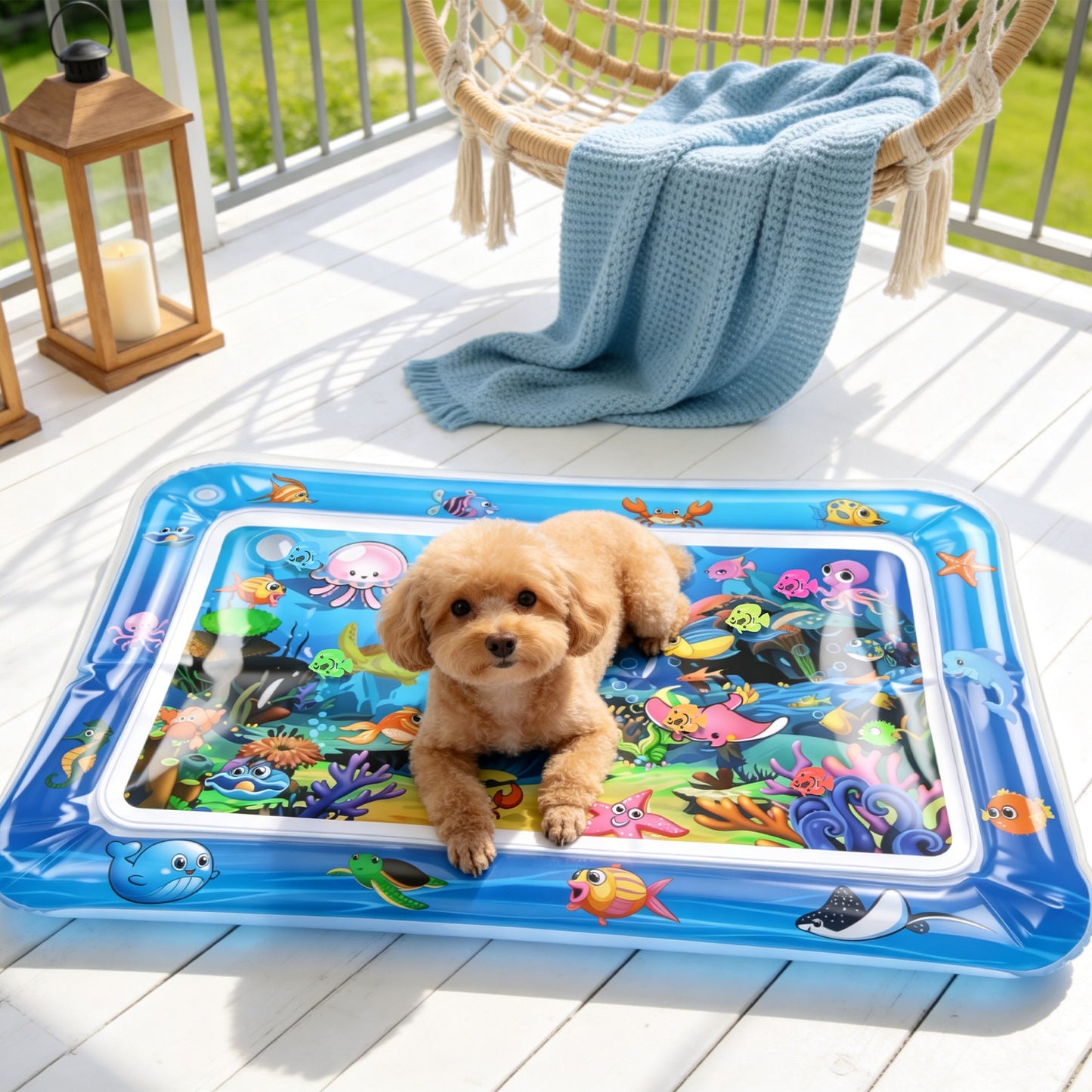 Cat Water Sensory Play Mat with Floating Fish