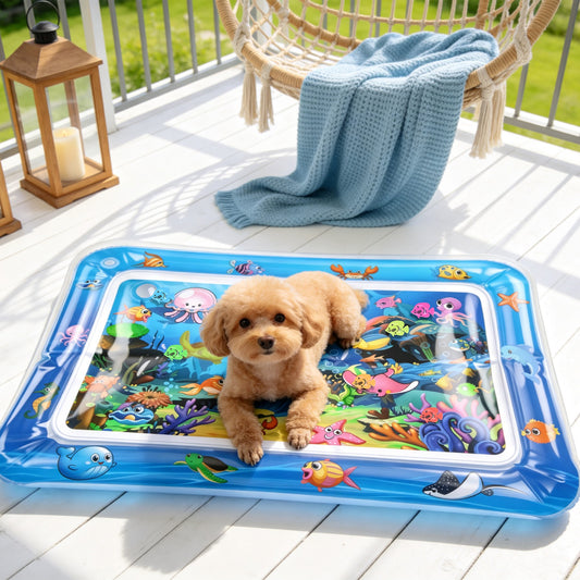 Cat Water Sensory Play Mat with Floating Fish